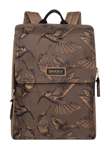 Рюкзак школьный Grizzly, артикул RD-831-1, цвет бежевый, материал текстиль