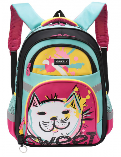 Рюкзак школьный Grizzly, артикул RG-965-3, цвет кот авангард, материал текстиль