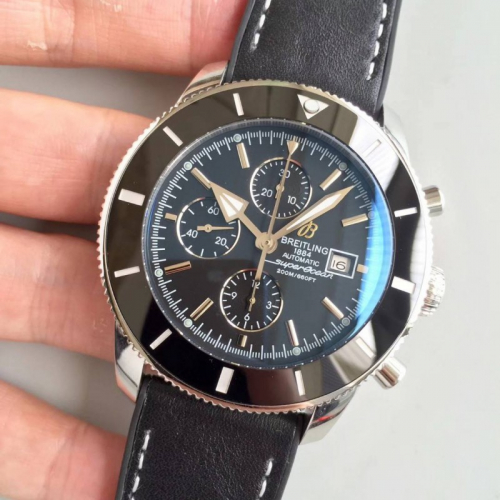 Брайтлинг супер океан культуры второй 46 серия хронограф часы кожаный