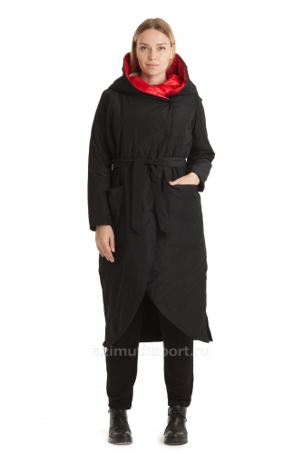 Женское пальто двухстороннее Y Firenix 19339_1 Черно-красный