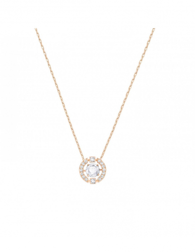 SWAROVSKI SPARKLING DANCE ROUND NECKLACE, WHITE, ROSE-GOLD TONE PLATED