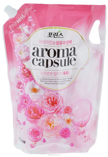 LION Кондиционер для белья с ароматом розы «АROMA CAPSULE», мягкая упаковка, 2100 мл