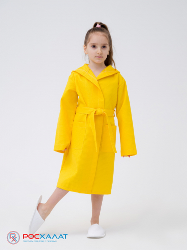  В-07 (24) Детский вафельный халат с капюшоном желтый