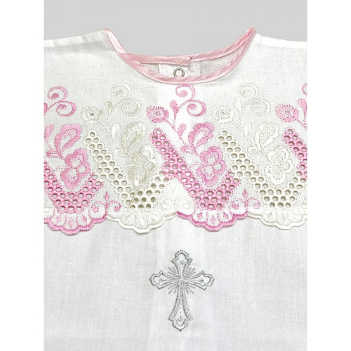 Рубашка крестильная, розовая