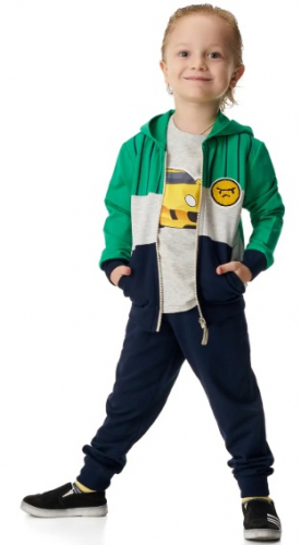 Костюм тройка для мальчика (куртка+брюки+футболка с мигающими фарами)