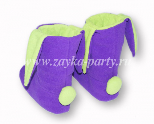 Тапочки-зайчики фиолетовые с салатовым