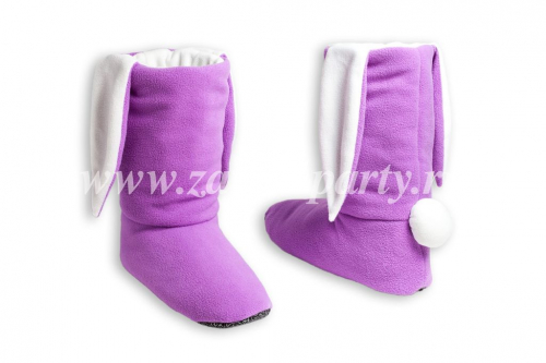 Тапочки-зайчики фиолетовые с белым