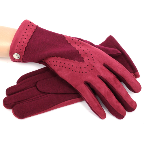 Трикотажные перчатки утепленные с имитацией замши