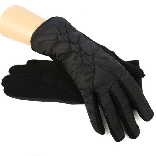 Стеганые перчатки с трикотажем комбинированные