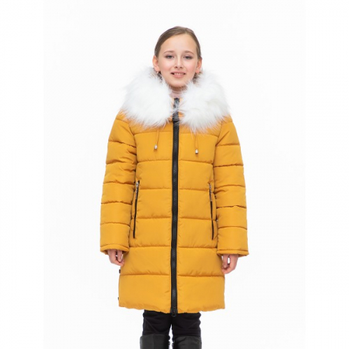 Пальто зимнее для девочки Маруся 151902 охра DISVEYA