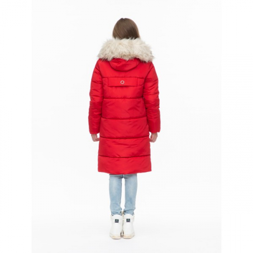 Пальто зимнее для девочки Дина 161903 красное DISVEYA