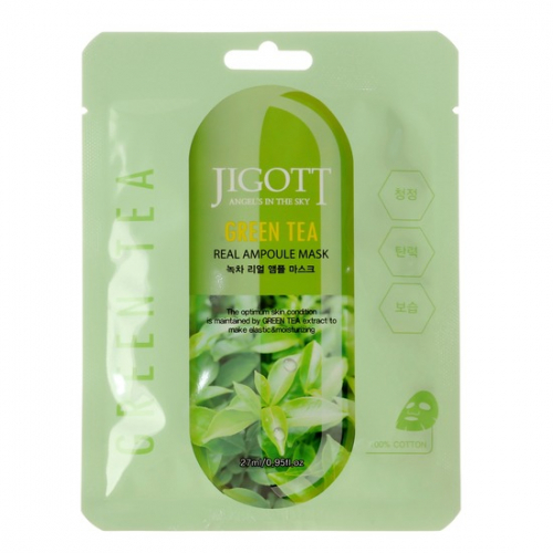 до 09.24 Ампульная маска с эстрактом зеленого чая JIGOTT Green Tea Real Ampoule Mask  1шт