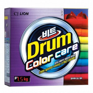 LION Концентрир стиральный порошок «BEAT DRUM COLOR CARE» защита цвета (для цветного белья) для автоматич стирки, коробка, 1,5 кг	