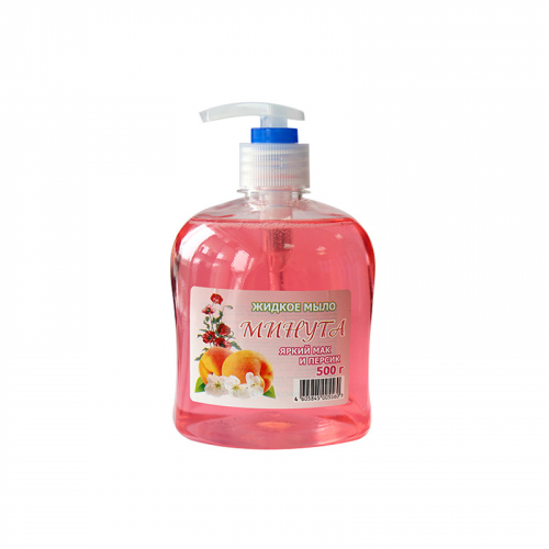 Жидкое мыло   дозатором ”Минута” Яркий мак и персик 500гр