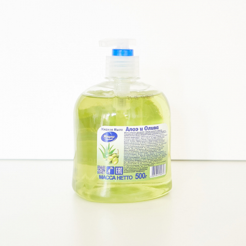 Жидкое мыло ”Минута” Алоэ и олива 500 г с дозатором