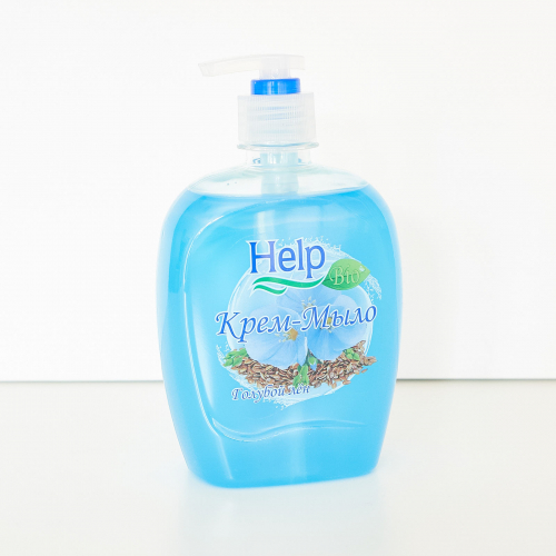 Жидкое мыло ”Help” Голубой лен 500 г с дозатором
