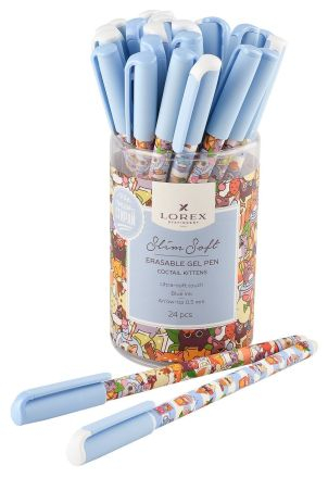 Ручка гелевая пиши-стирай LOREX COCTAIL KITTENS Slim Soft 0,5 мм синие чернила, ultra-soft touch