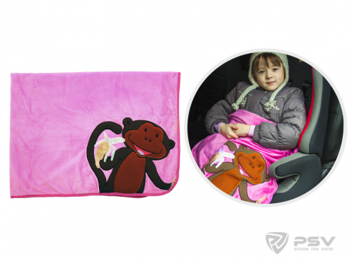 Плед - подушка Little Car - Monkey 100х80 розовый