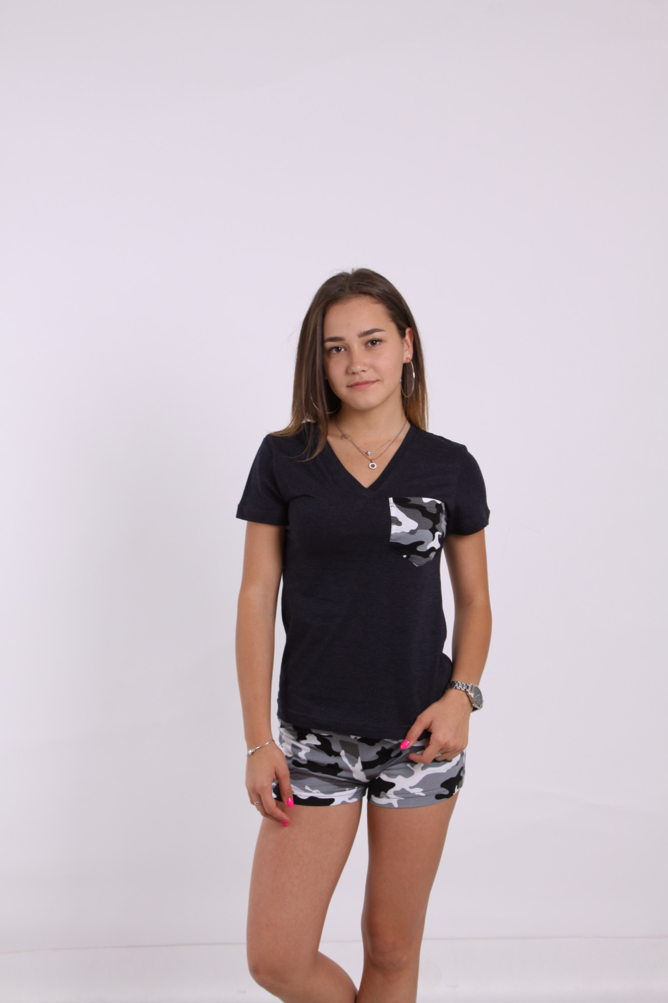 Костюм женский камуфляж 7086-013 черный