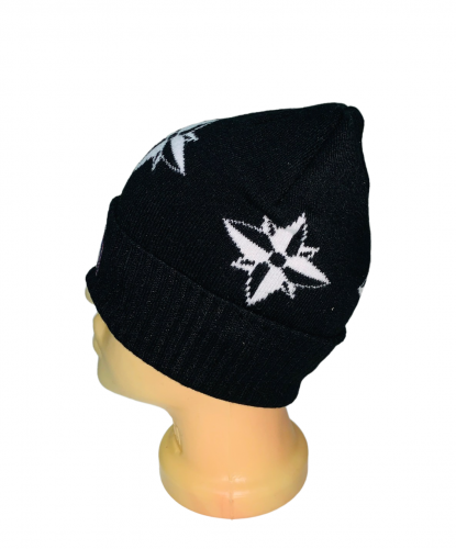 Черная шапка с Розой Ветров  №1565