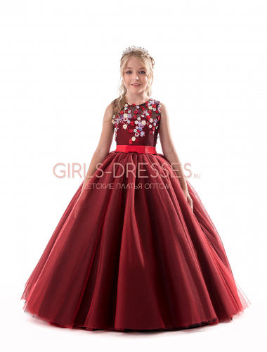Великолепное праздничное платье с цветочным корсетом и пышной юбкой