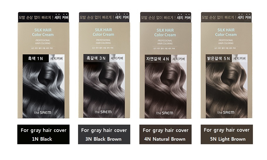 Краска для закрашивания седины THE SAEM Silk Hair Color Cream Gray Hair 60г+60г