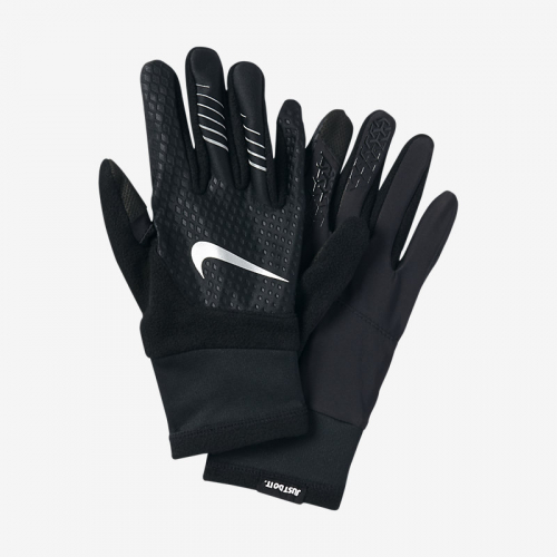 NIKE MEN'S THERMA-FIT ELITE RUN GLOVES L BLACK/BLACK/SILVER, перчатки, (003) черн/черн/серебр