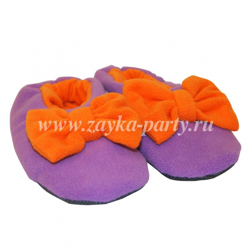 Балетки фиолетовые с оранжевым бантиком