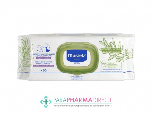 Mustela Lingettes Nettoyantes à l'Huile d'Olive Toilette du Siège x50 Lingettes