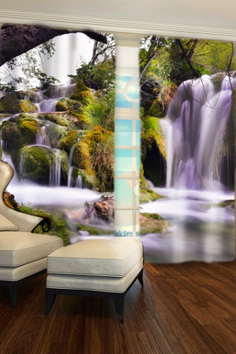 Комплект фотоштор Лесной водопад 2 полотна размером 150x255 см