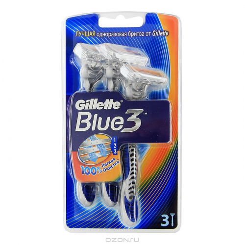Станки одноразовые Gillette Blue 3 (блистер 3шт) ENG