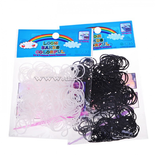 Резинки для плетения браслетов (черн. и  белые в пакете) (цена за 12 шт)