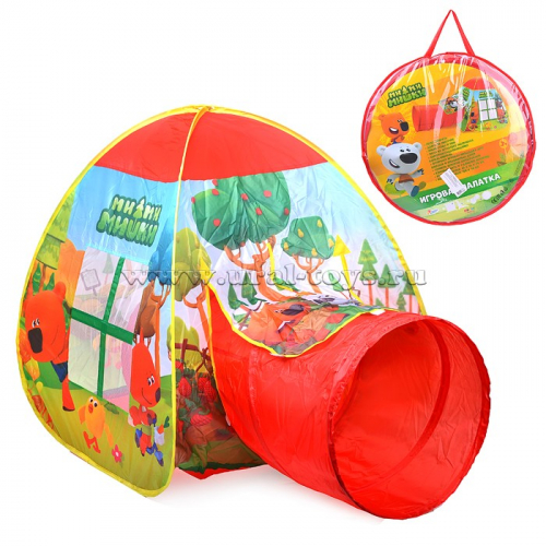 Палатка детская игровая МИМИМИШКИ с тоннелем, 87x95x95,46x100см, в сумке