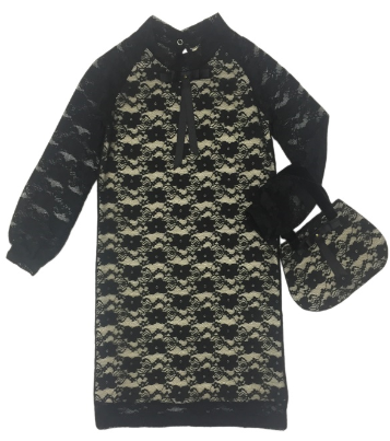 П441 платье (гипюр, подклад рибана) Маломерит, для худеньких черный