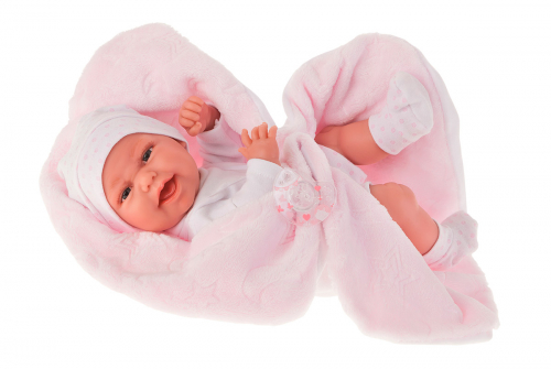 6026P кукла-младенец Фатима на розовом одеяльце, 33 см