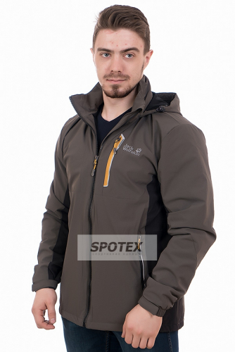 Мужская ветровка утепленная Jack Wolfskin 16A65 т. серый (стрейч)