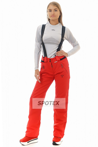 Горнолыжные брюки женские Snow Headquarter D-8172 полукомбинезон, red, красный, стрейч