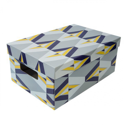 Складная коробка с крышкой желтый-серый-синий