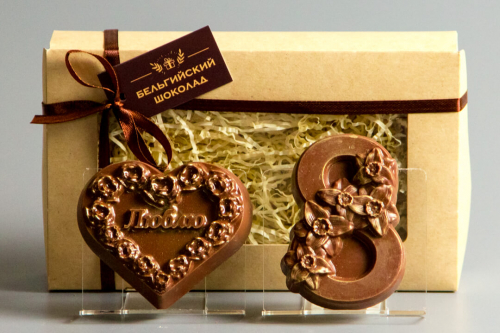 Шоколадные фигурки 2в1 «Сердце люблю + 8 марта 2»