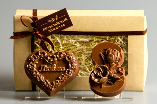 Шоколадные фигурки 2в1 «Сердце люблю + 8 марта 3»