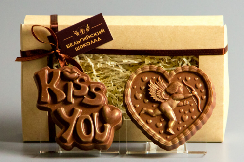 Шоколадные фигурки 2в1 «Kiss You + Сердце с купидоном 1»