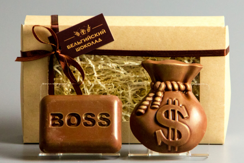 Шоколадные фигурки 2в1 «Boss + Мешочек с долларами»