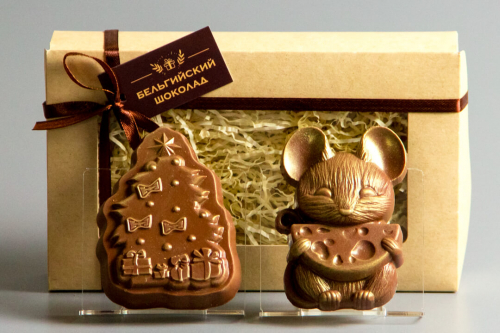 Шоколадные фигурки 2в1 «Ёлочка + Мышка 2»