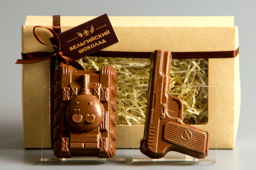 Шоколадные фигурки 2в1 «Танк + Пистолет»