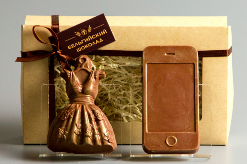 Шоколадные фигурки 2в1 «Платье + Айфон»
