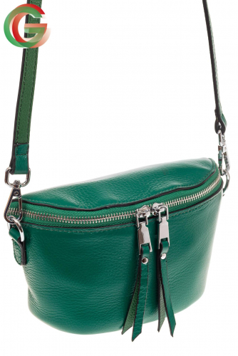 Модная сумка-ведерко из натуральной кожи, цвет зеленый