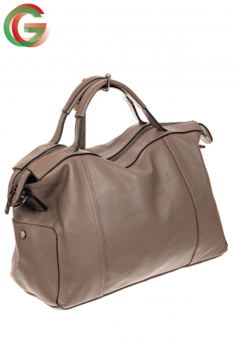 Мягкая сумка из натуральной кожи, цвет серо-бежевый
