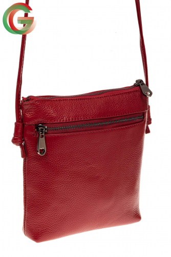 Женская сумка Flat из натуральной кожи, цвет красный