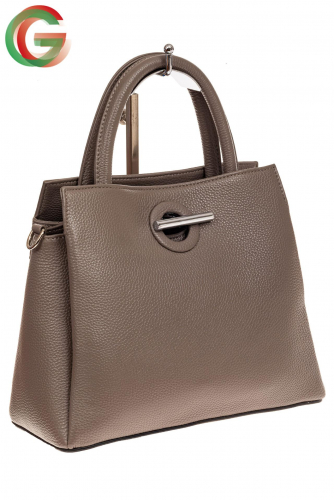 Классическая женская сумка из натуральной кожи, цвет серый
