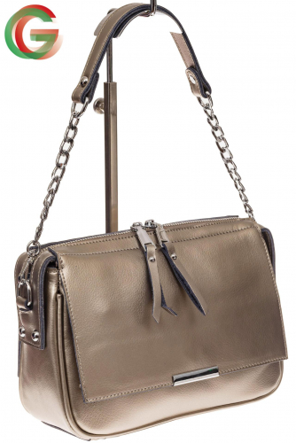 Женская сумка из натуральной кожи, цвет бронзовый перламутр